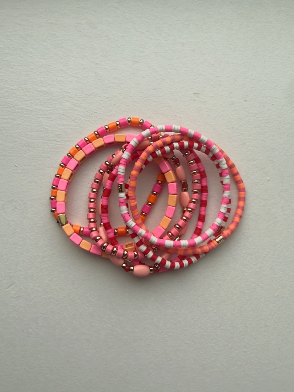 Roxanne Assoulin Pink & Coral Beaded Stretch Bracelets - Picture 2 of 3